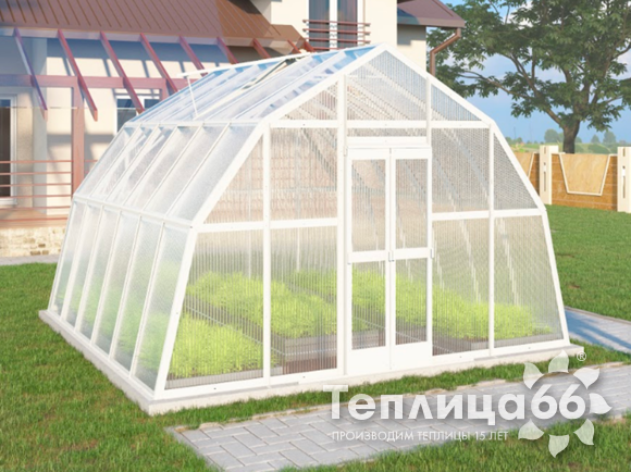 Теплица Рада Каспий из поликарбоната, 4х4 метра, белая